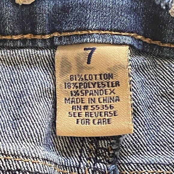 Women’s Sailor Button Front Denim Shorts Size 7 Dark Wash Stretch High Waist - Picture 3 of 7